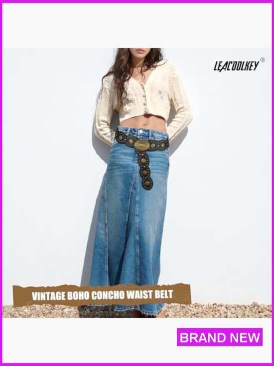 Vintage Western Disc Belt Hollow Concho Cowgirl Country Wide Belt Y2K main image 6
